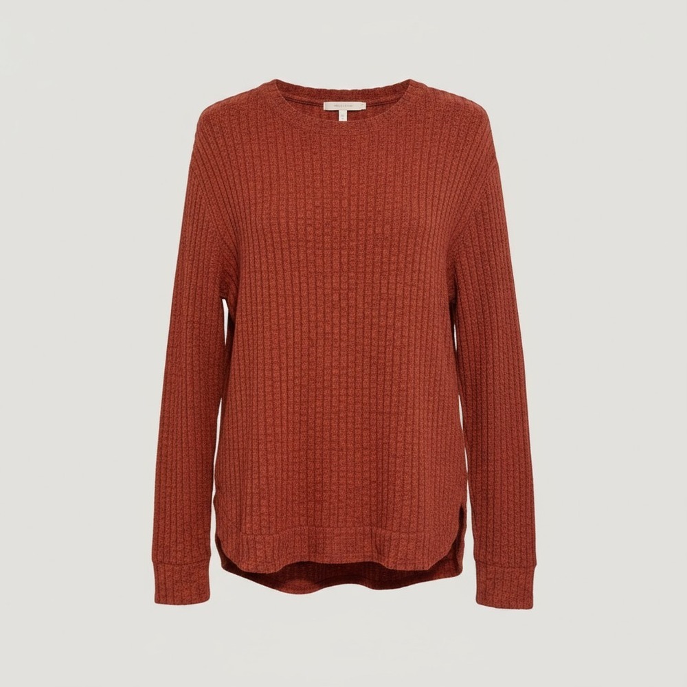 Women's XL Rust‎ Textured Knit Long Sleeve Casual Pullover Shirt Top